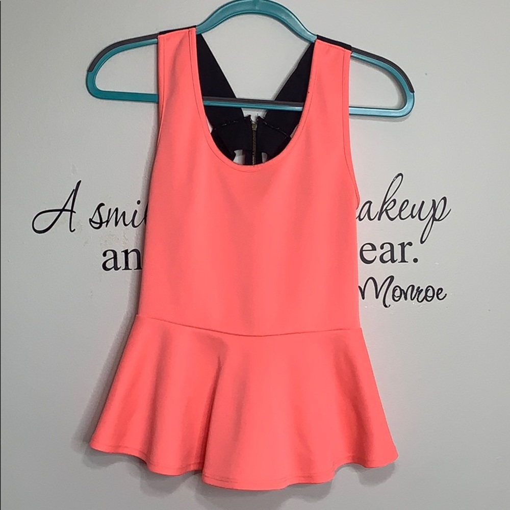 Charlotte Russe Pink Peplum Sleeveless Blouse